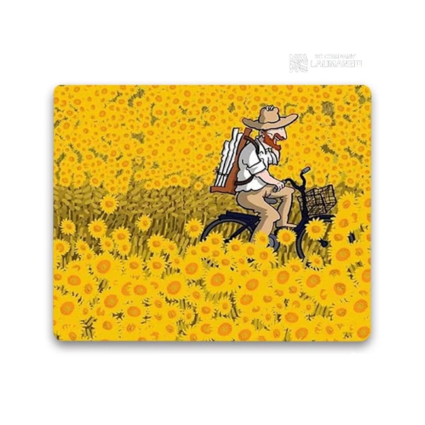 Lille musemåtte Tegneserie Van Gogh Illustration Pc Gamer-skab Tangentbord Skrivebordsunderlag Computerspil Tilbehør Musemåtte Animemåtter JH003778 18x22cm