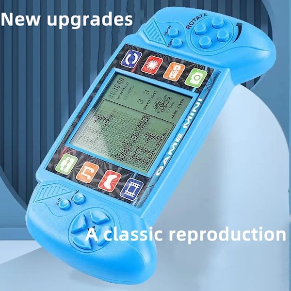 Bærbar Klassisk Nostalgisk Tetris Spilmaskine Pædagogisk Legetøj Skærm Håndholdt Pocket Gaming Player Elektronisk Legetøj Blå
