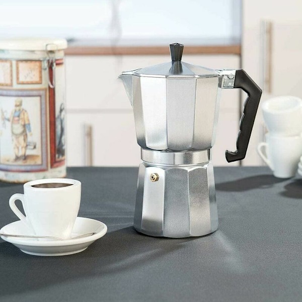 Italiensk Moka Express Aluminium Espressobrygger - Transparent Lock (9 Kopper 450 ml)