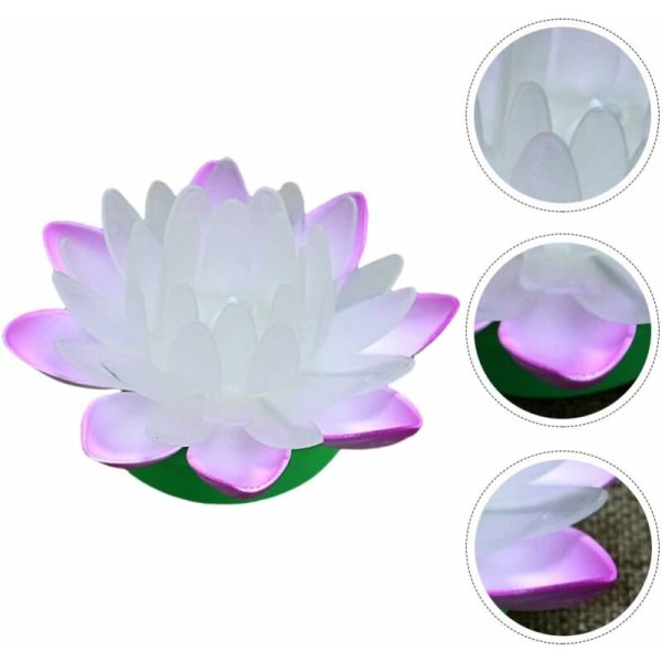 2st Lila LED Flytande Lotus Ljus Vattentät Solar Pool Näckros Flytande Lykta Lotus Blomma för trädgård Pool Dekoration