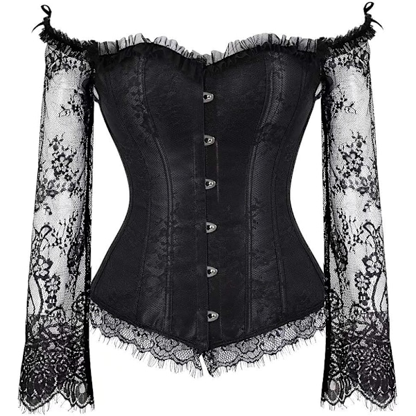 Korsetter til kvinder Overbust Bustier Top Gothic Sexy Shoulder 8127black 4XL 8127black 4XL