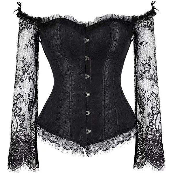Naisten korsetit Overbust Bustier Top Gothic Sexy Olkapää 8127black 4XL 8127black 4XL