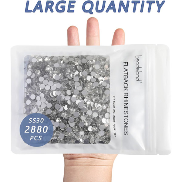2880 stk Krystall Flatback Rhinestones for DIY Håndverk, Krystall, SS30, 6.3-6.5mm Crystal SS30/2880pcs