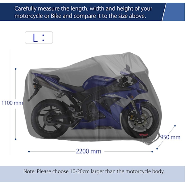 Cover - indendørs og udendørs - til Harley-Davidson, Honda, Suzuki - Sort - L (220 x 95 x 110 cm),