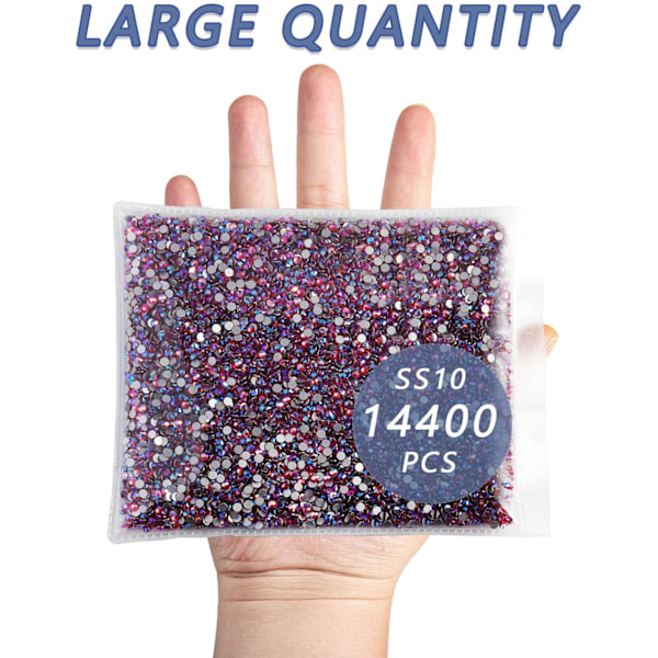 14400 kpl Hyasintti AB Litteät Takapuoliset Strassit DIY-Töihin, SS10, 2.7-2.9mm Hyacinth AB SS10/14400pcs