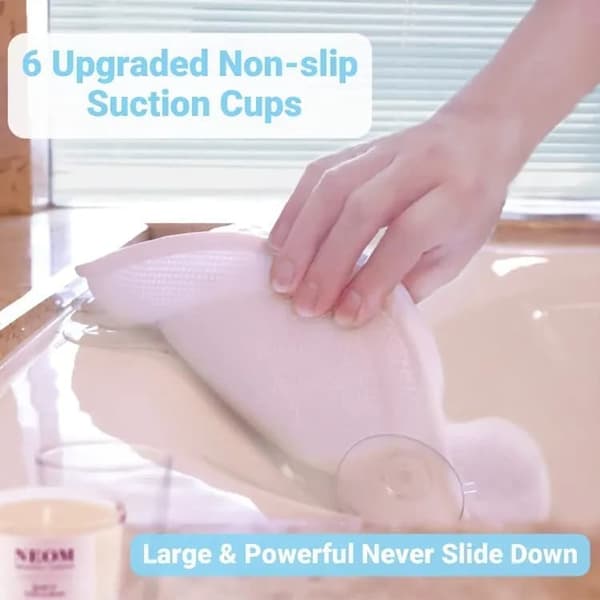 Lollanda Bath Pillow - Ergonomic Neck & Back Support, 4D Air Mesh, with 6 Suction Cups Vit