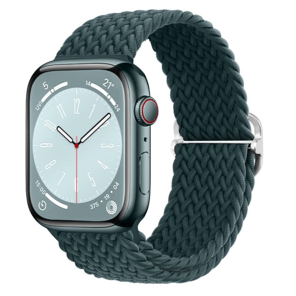Armband av flätat tyg Apple Watch 42/44/45/49mm - olika färger Grön