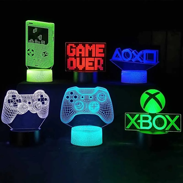 16 farver skiftende natlys 3D akryl LED touch bordlampe atmosfære rumdekor illusion lampe til jul 16 farver sort base til XBOX-spil