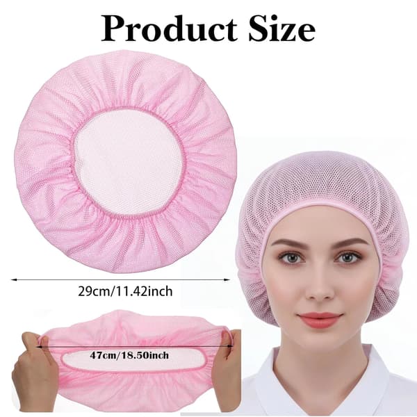 4-pak mesh-sovehætter til kvinder, elastiske hårnet til søvn og hårtørring, farverige Pink/Blue