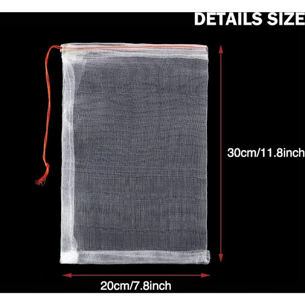 50 stk. frugtbeskyttelsesposer, fiskenet nylon til have druer beskyttelsespose 30 x 20 cm