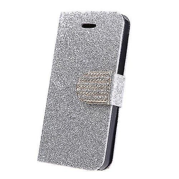 Case Flip Läderställ Cover Med Korthållare För Iphone 6 Plus Silver