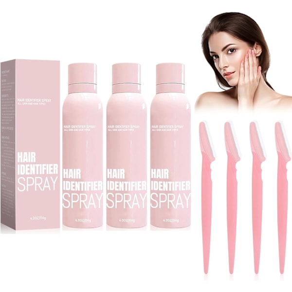 Hårdetekteringsspray til Dermaplaning, Ansigtshårsidentifikationsspray (3 stk) 3 pieces
