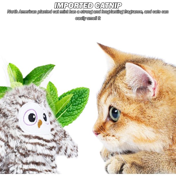 Flappy Bird Cat Toy Auto Slår kvittra uggla kattunge leksak med catnip interaktiva kattleksaker laddningsbara roliga rörliga kattleksak