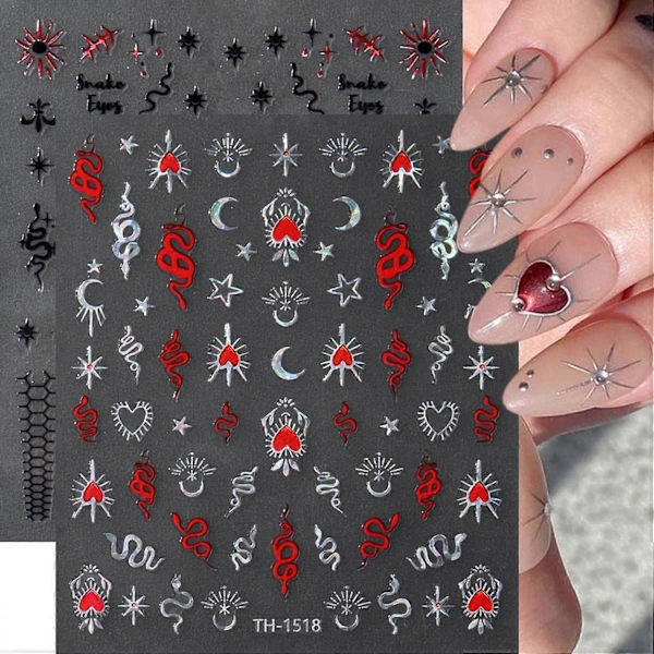 Orm Nagelsticker - 3D Kärlek Orm Laser—max