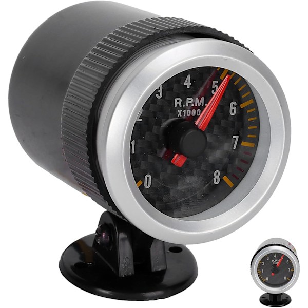 Varvräknare Varvräknare, Varvräknare 52 Mm/2,05 Tum 0‑8000 Rpm Kolfiberpanelspekare 12V Universal för 4 6 8-cylindriga Motorer SUV