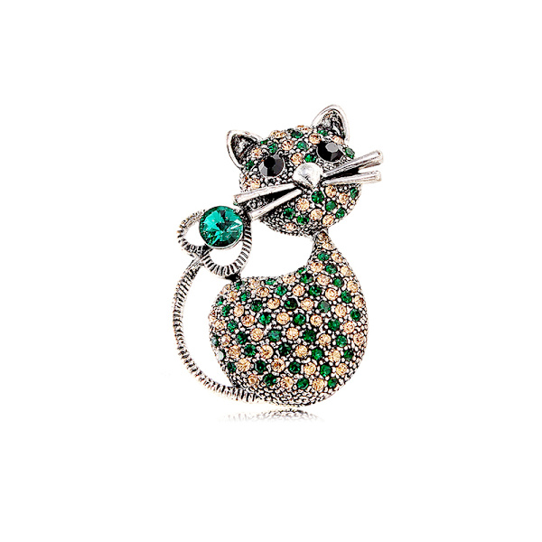 Mode e Rhinestone Katt Brosch för kvinnor Lapel Pin Bröllop Par Röd