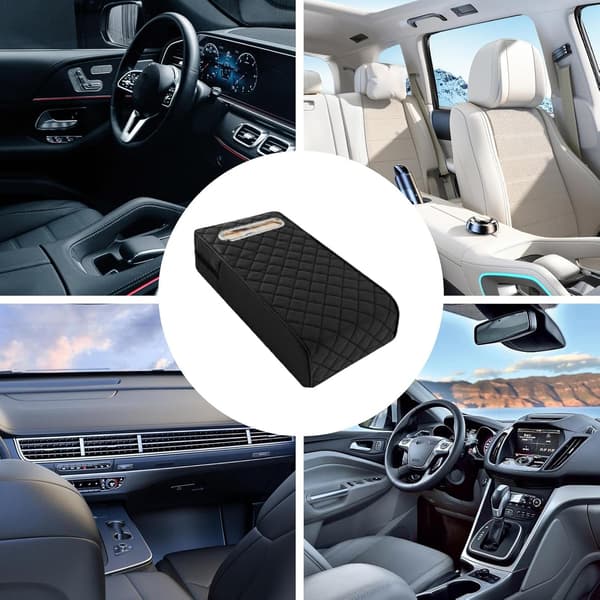 Bil Center Console Armrest Dæksel med Vævs Holder, Auto Tilbehør Sort Black