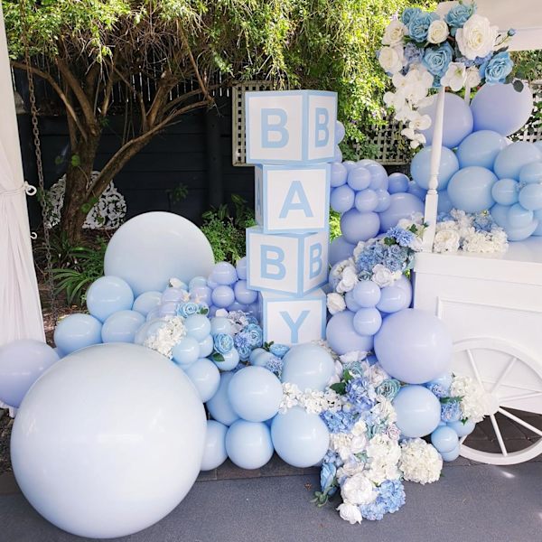 129 stk Retro Blå Balloner i Forskellige Størrelser 18 12 10 5 Tommer Latex Dusty Blå Ballong Girland Bue