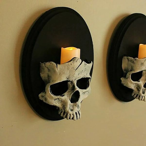 Kreativt skrækskelet lysestager Halloween dekoration skull