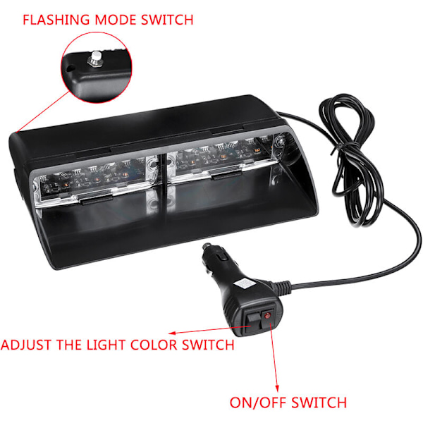 Bil Trailer Lys Tårn Flash 12LED 12V 36W 18 Blink Modes Forrude 22 x 8 x 4.5cm