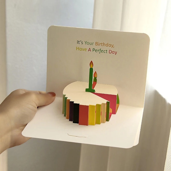 3D Grattis på födelsedagen Kort Tårta Blomma Kort Med Kuvert Rolig Födelsedagskort För Kvinnor Män Barn Vänner Gratulationskort Present Fest B