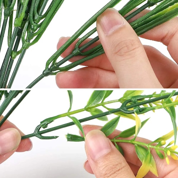 5 st konstgjorda blommor för utomhusdekoration vår sommardekoration UV-resistent plast gröna buskar hem trädgårdsinredning vit 4 5 st