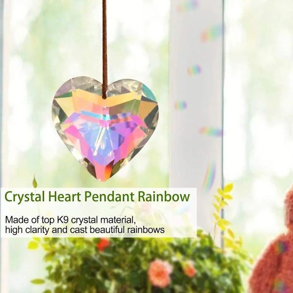 Sydän Rakkaus Kristalli Fasetoitu Prisma Kattokruunu Komponentti Auto Riippuva Ripustus Auringonsieppaaja Aurora Rainbow Koti Auto Sisustus Koriste Värikäs