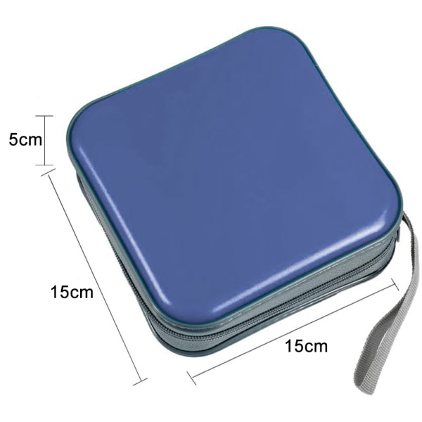CQBB CD- case med 40 kapacitet, styvt DVD- case i plast Bärbar CASE -fodral med dragkedja Stor förvaringsskivaplånbok Väska-blå