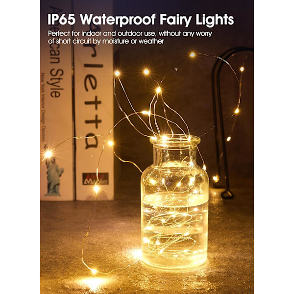 18 Pak Batteridrevne Fe-Lys, 7ft 20 LED Vandtætte til DIY Bryllup Warm White and White 18 Pack