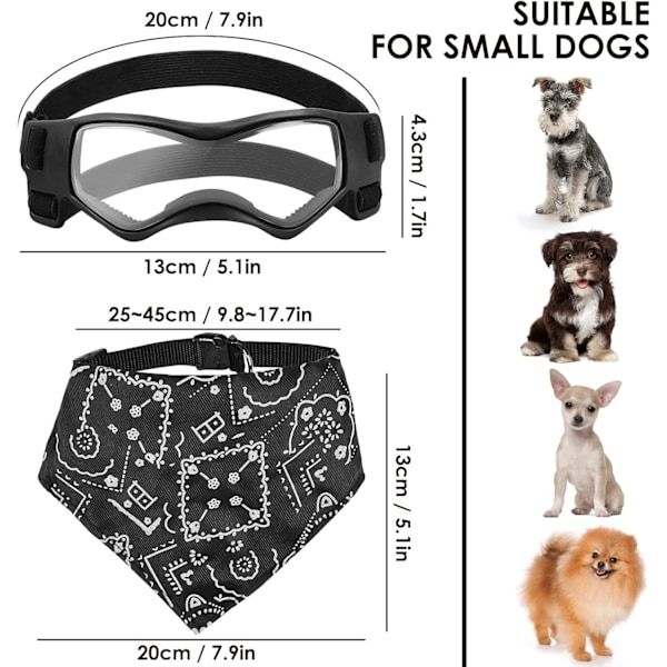 Vanntett Hundebriller for Små Hunder, UV-Bestandige Sikkerhetsbriller