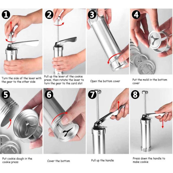 Biscuit Press Set kagemaskine inklusive 20 designer Silver Silver