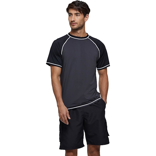 Herrer kortarmet hurtigtørkende badetopp surf UV solbeskyttelse badebekledning (gråsvart)S Grayblack Grayblack s