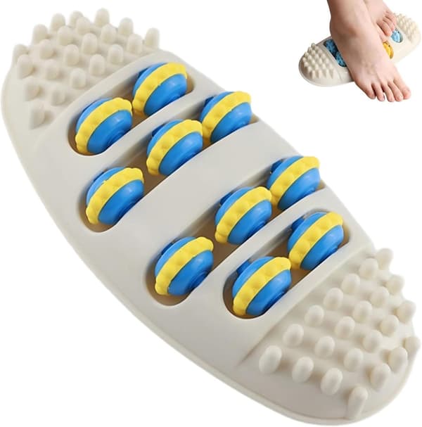 Fodmassagerulle, 2 tilstande, 10 ruller, akupressurnoder, til lindring af plantar fasciitis derhjemme, hvid, 10 x 10 cm