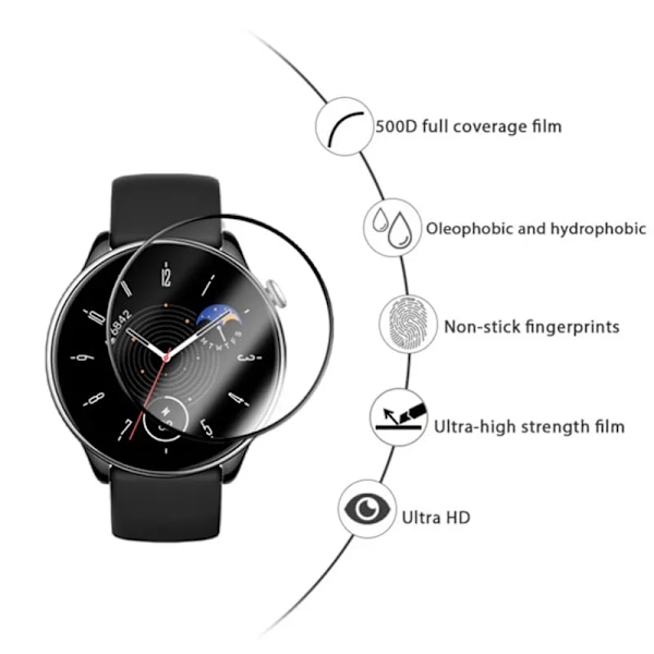 1-2 stk. Skærmbeskyttelse til Amazfit Gtr Mini Gtr 4 3 2 Pro 2E Smart Watch Fuld Dækning Beskyttelse Cure Film Gtr3 Gtr4 Glas til Amazfit GTR 2 2 stk.