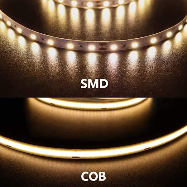 Arote 24V COB LED-stripe - 2m Vanntett Varmt Hvit 3000K, IP65 Dimmbar, 320 LEDer/m Høy Lysstyrke for Hjemmedekorasjon (Strømforsyning Ikke Inkludert) Warm white m