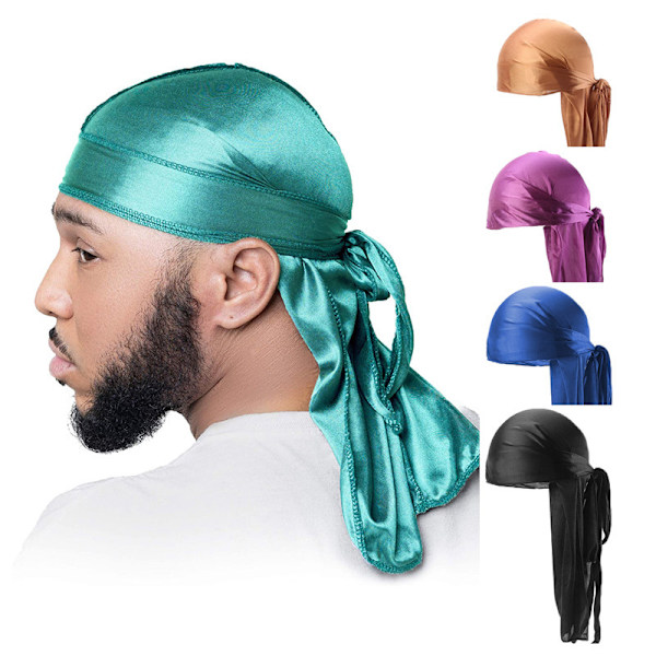 Ny lång silkeslen satin andningsbar turbanhatt peruker Doo Durag Biker Headwrap Chemo Cap Pirathatt Herr Hårtillbehör orangish