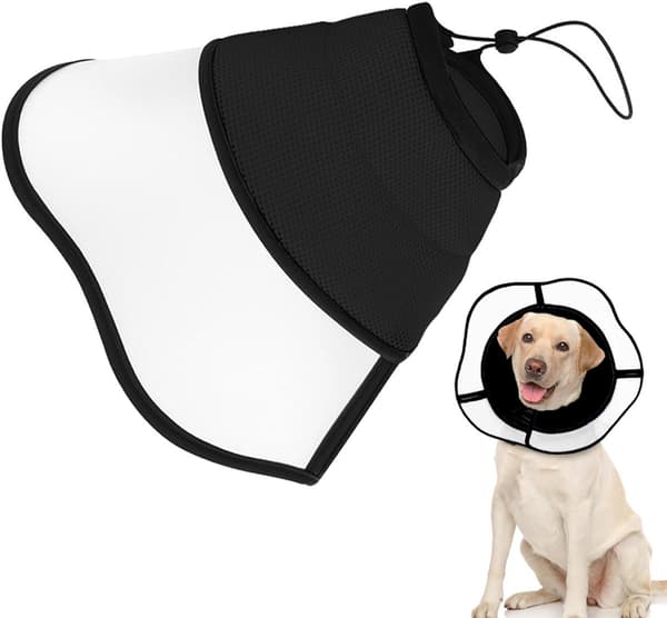 Hunde genopretningskrave blød åndbar mesh E-krave mod slikning bid justerbar til hunde katte efter operation sort størrelse S 19-27 cm