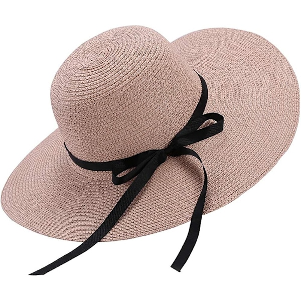 Solhattar Sommarhatt för kvinnor, hatt med bred brätte, halm, hopfällbar, Bo