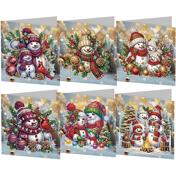 Handgjorda Diamantkonst Julgratulationskort Set, 12/8/6/4 Pack, DIY Kristallkort HK055