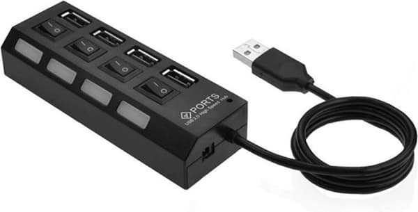 4-ports Multi USB 2.0 Hub Splitter Divider Switch - Velegnet til bærbar computer / Apple Mac / Macbook & Windows - Med LED-belysning