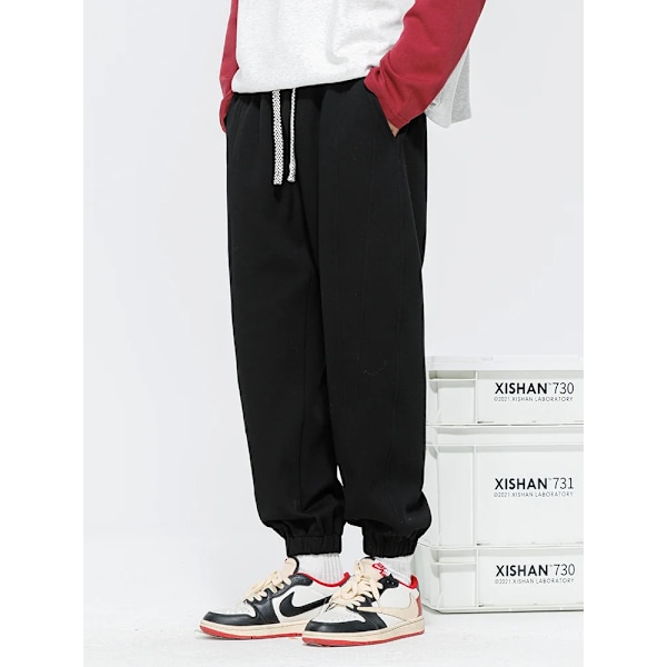 Forår Efterår Mænd Joggere Bomuld Sweatpants Unisex Par Sportswear Snøre Bånd Baggy Bukser Løs Bukser Store Storlek 8Xl grøn L(30)