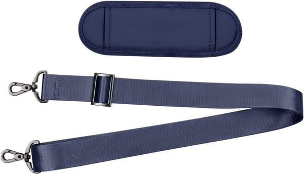 Justerbar halkfri vadderad axelrem, marinblå nylon, 143x3.8cm, för väskor
