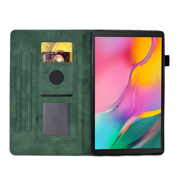 SQBB För Samsung Galaxy Tab A 10.1 (2019) Sm-t510 Pu Läder Case Kortplatser Folio Stativ Mönster tryckt cover med pennhållare, Auto Green