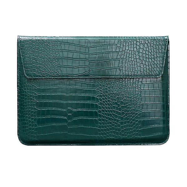 Krokodilmönstrad Faux Läder Flap Style Väska, 13 tum Laptop Ställ Sleeve Case, Laptop Skyddsfodral - Yvan grön green 13