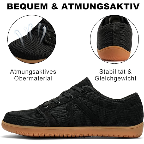 Unisex Paljasjalkakengät, Laaja Varvastila, Zero-Drop Pohja, Polku- ja Kävelykengät - Musta K02 svart 40 EU