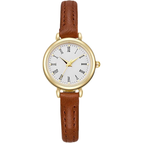 Dames Analog Kvarts Ur Minimalistisk Vintage Ure Til Kvinder Piger Casual Vandafvisende Armbåndsur Med 8mm Læderrem Kaffe Coffee