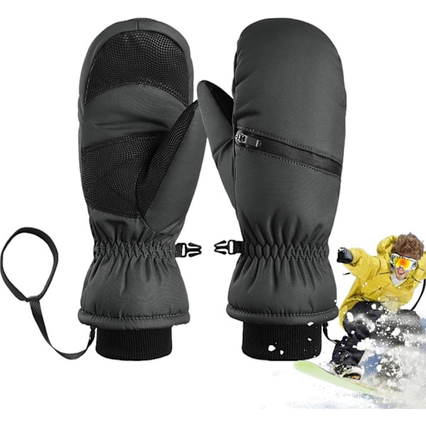 Vinter Skihansker | Vanntett Snowboardhansker - Varme Anti-Sklihansker for Menn Sykling Hiking Black A