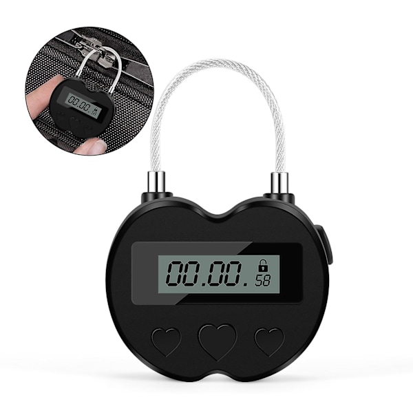 Smart tidslås LCD-skärm Tidslås Multifunktionell elektronisk timer för resor, Vattentät USB uppladdningsbar temporär timerhänglås