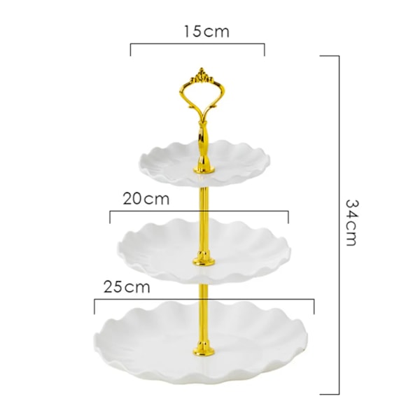 3-kerroksinen valkoinen hedelmäkori Hedelmäkakku Teline 30 cm - Hedelmävati lisää tilaa työtasolle - Kakkuvati hedelmävadeilla - koristeellisempi