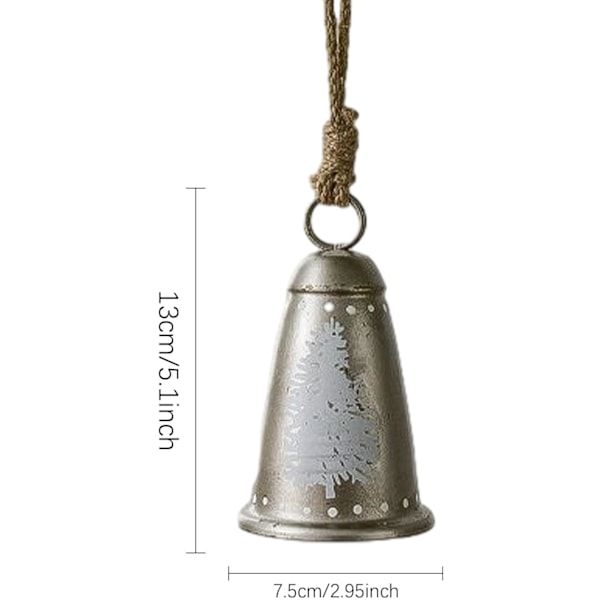 Metallinen joulukellon koriste, juuttinarulla, rustiikkinen äänellinen kello puuhun, seppeleeseen ja oviin Christmas tree bells